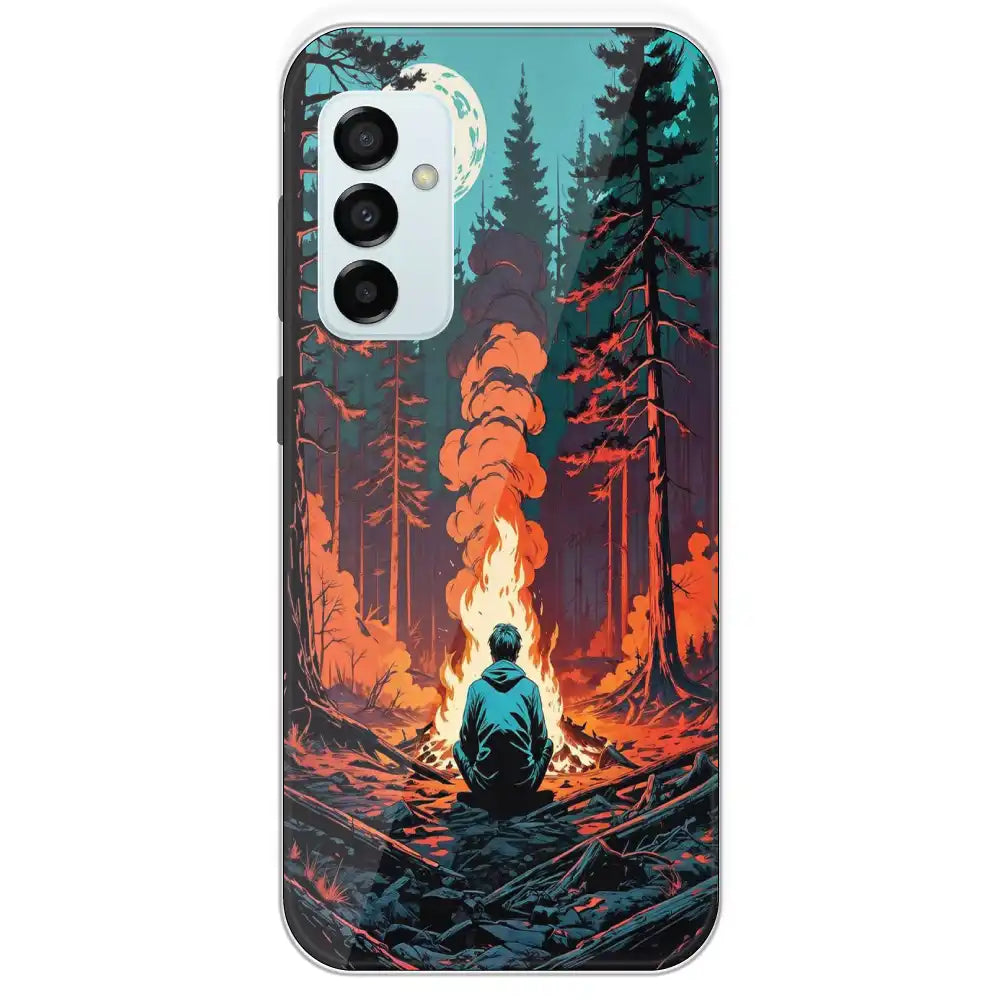 Boy With Camp Fire - Printed Silicone Case For Samsung Galaxy M23