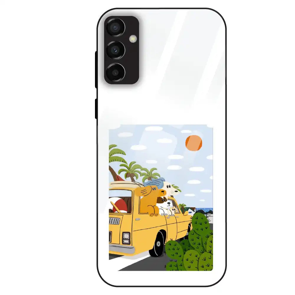 Cute Dog Travel Cartoon - Glass Case For Samsung Galaxy M23