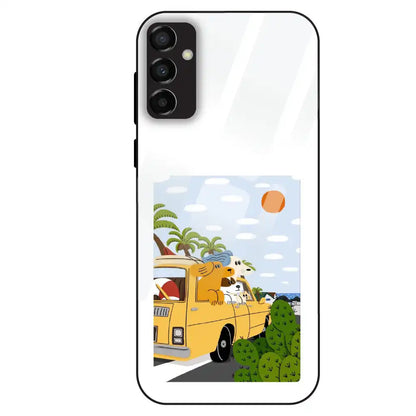 Cute Dog Travel Cartoon - Glass Case For Samsung Galaxy M23