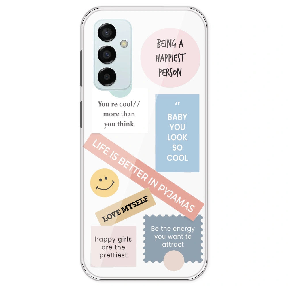 Be Happy - Clear Printed Silicone Case For Samsung Galaxy M23