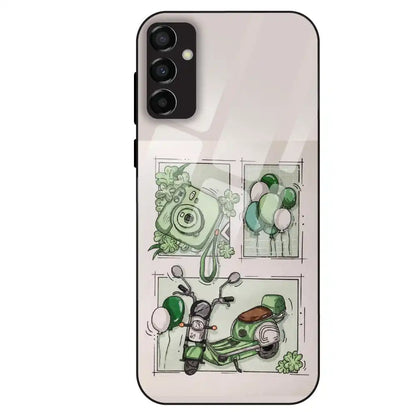 Vintage Green Sketch Aesthetic - Glass Case For Samsung Galaxy M23