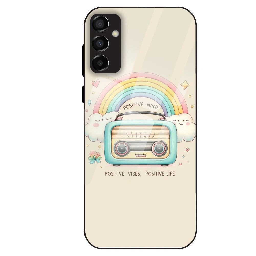 Positive Vibes Retro - Glass Case For Samsung Galaxy M23