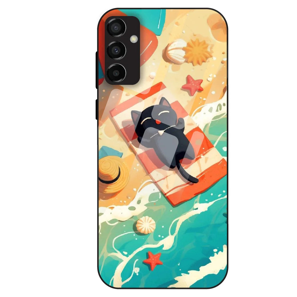Beach Cat Aesthetic - Glass Case For Samsung Galaxy M23