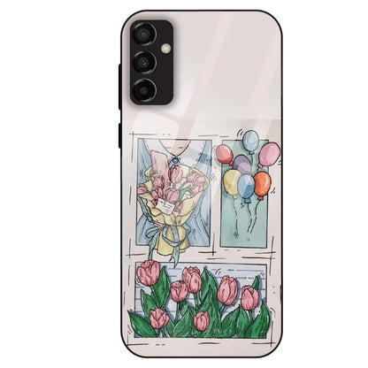 Tulip Aesthetic Sketch - Glass Case For Samsung Galaxy M23