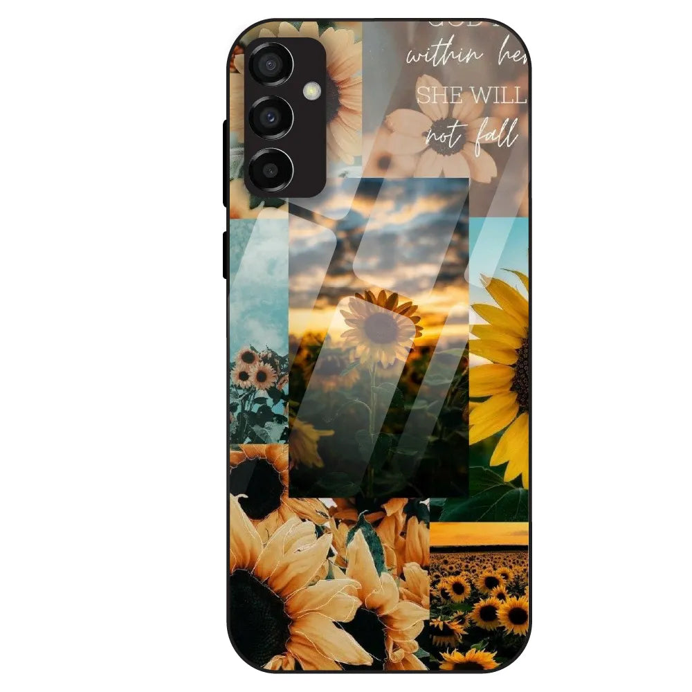 Sunflower Serenity Collage - Glass Case For Samsung Galaxy M23
