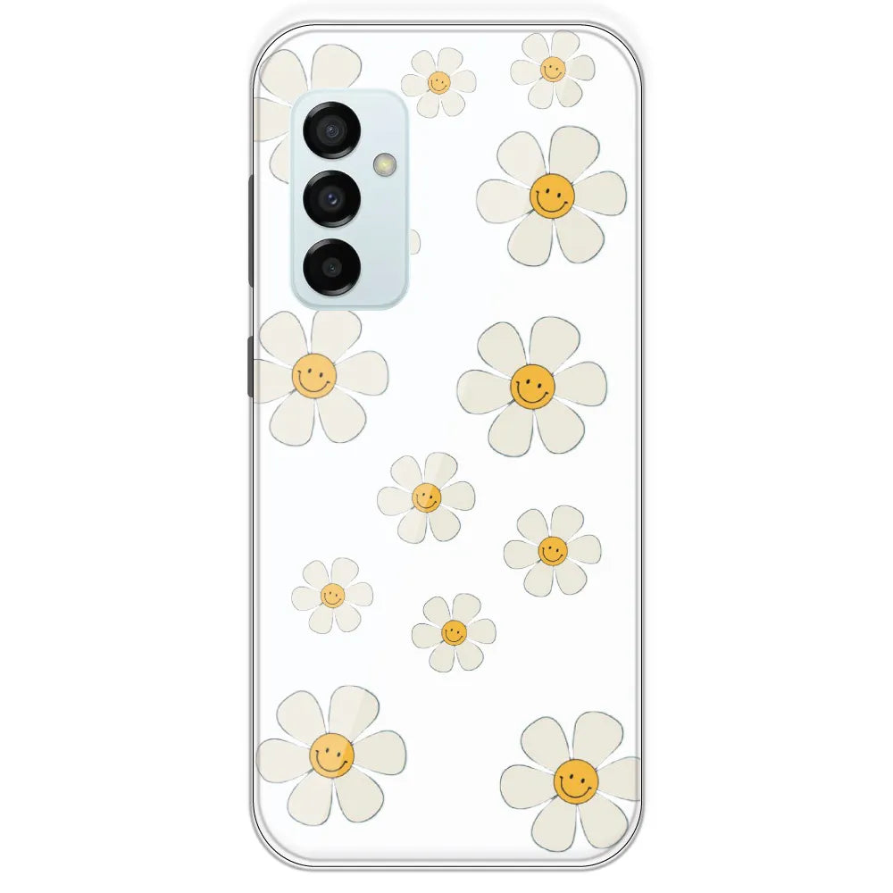 Smile Flowers - Clear Printed Silicone Case For Samsung Galaxy M23