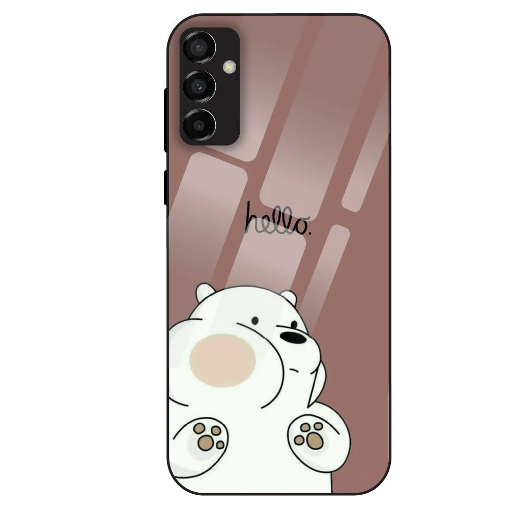 Cute Bear Minimal - Glass Case For Samsung Galaxy M23