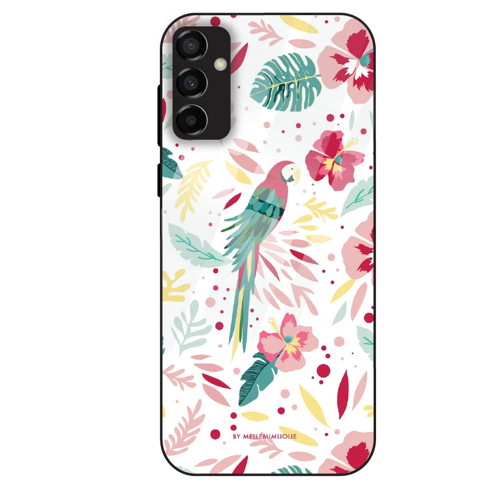 Tropical Parrot Floral - Glass Case For Samsung Galaxy M23