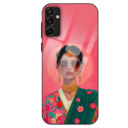Royal Ethnic Diva - Glass Case For Samsung Galaxy M23