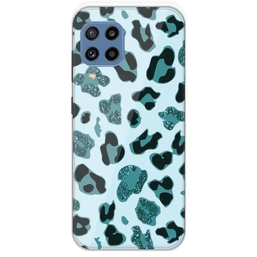 Blue Leopard Glitter Print - Printed Silicone Case For Samsung Galaxy 
M32