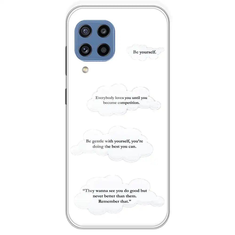 Quotes And Clouds - Clear Printed Silicone Case For Samsung Galaxy M32