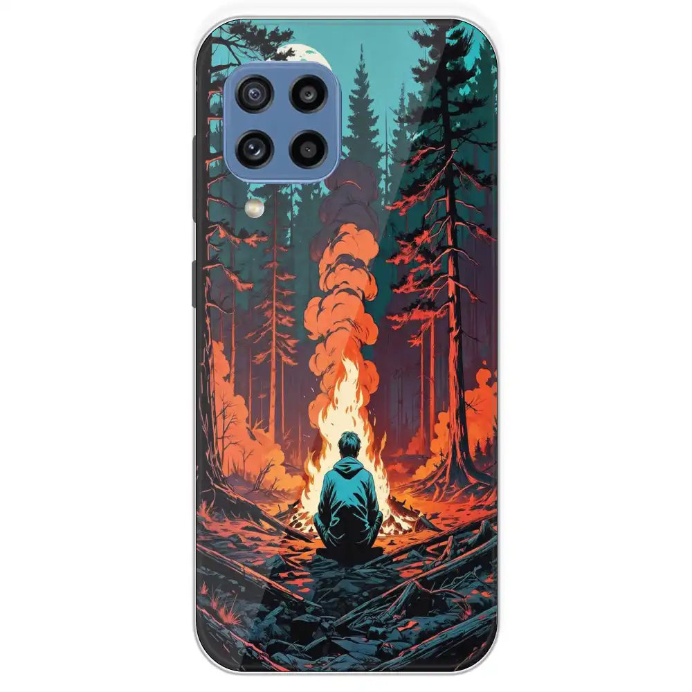 Boy With Camp Fire - Printed Silicone Case For Samsung Galaxy M32