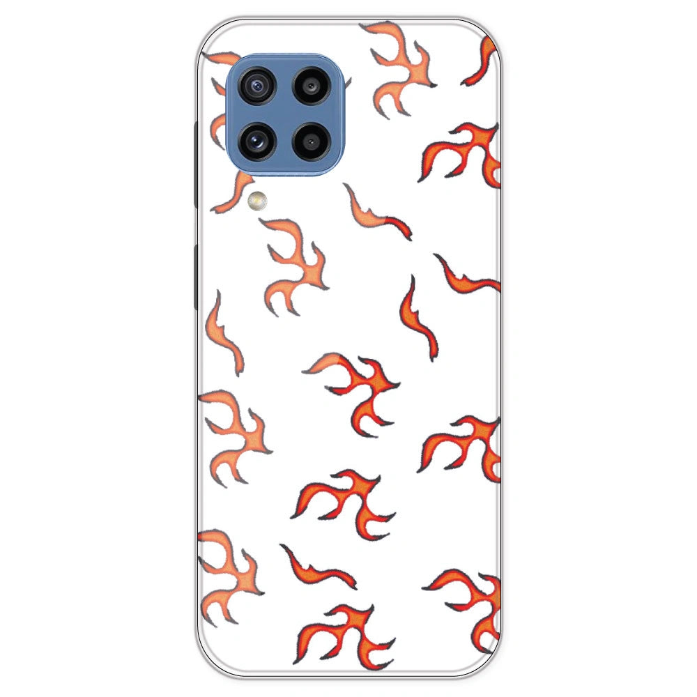 Orange Mini Flames - Clear Printed Silicone Case For Samsung Galaxy M32