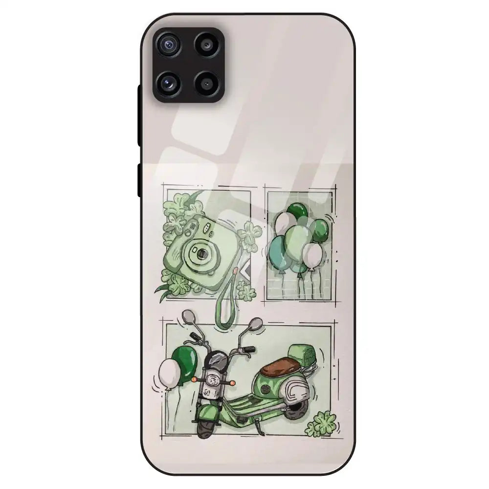 Vintage Green Sketch Aesthetic - Glass Case For Samsung Galaxy M32