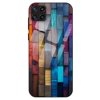 Color Block Wood Texture - Glass Case For Samsung Galaxy M32
