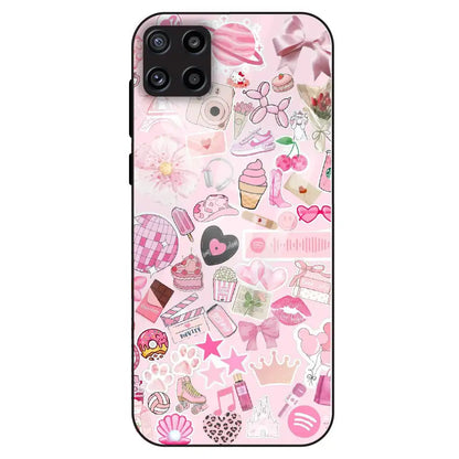 Pink Pop Aesthetic Collage - Glass Case For Samsung Galaxy M32