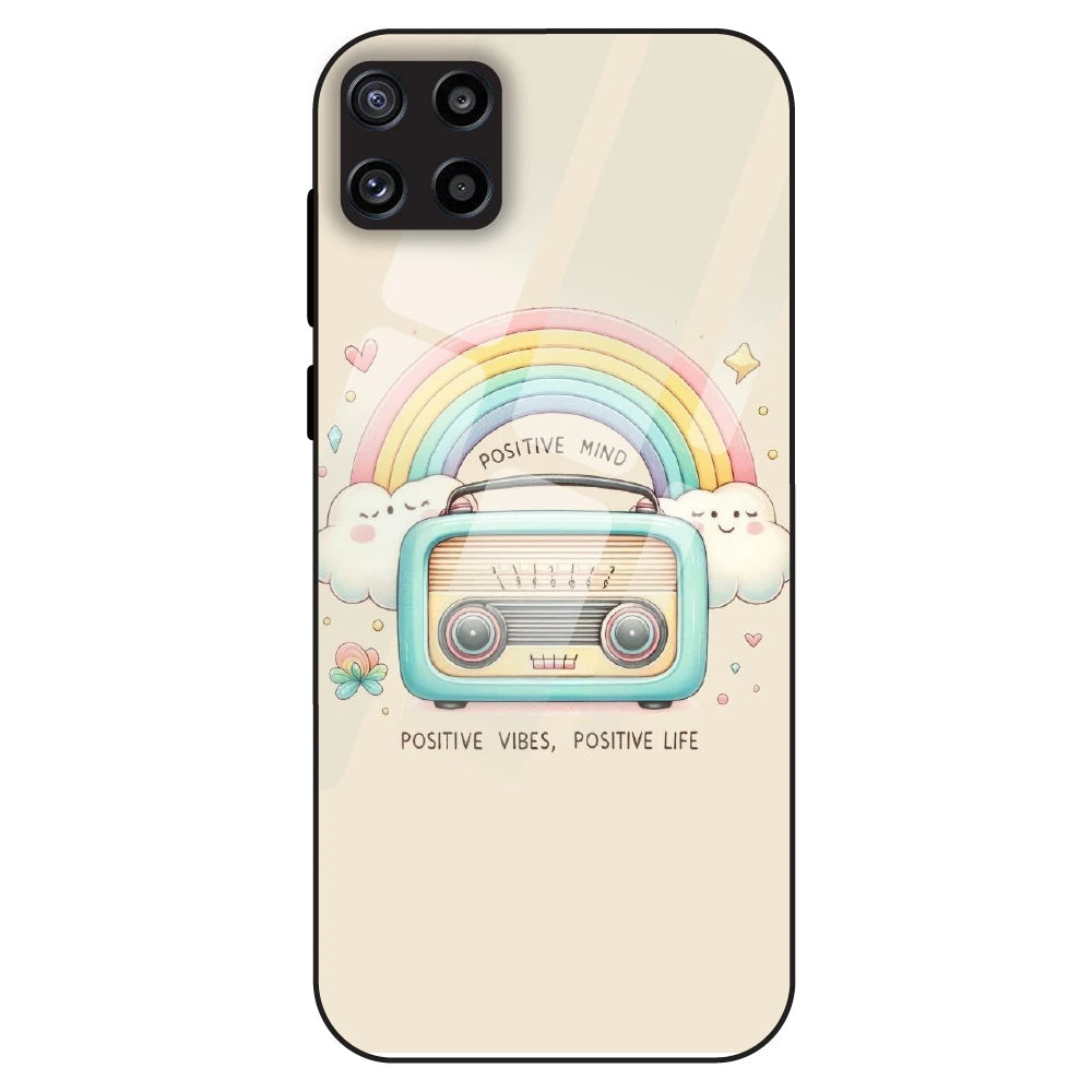 Positive Vibes Retro - Glass Case For Samsung Galaxy M32