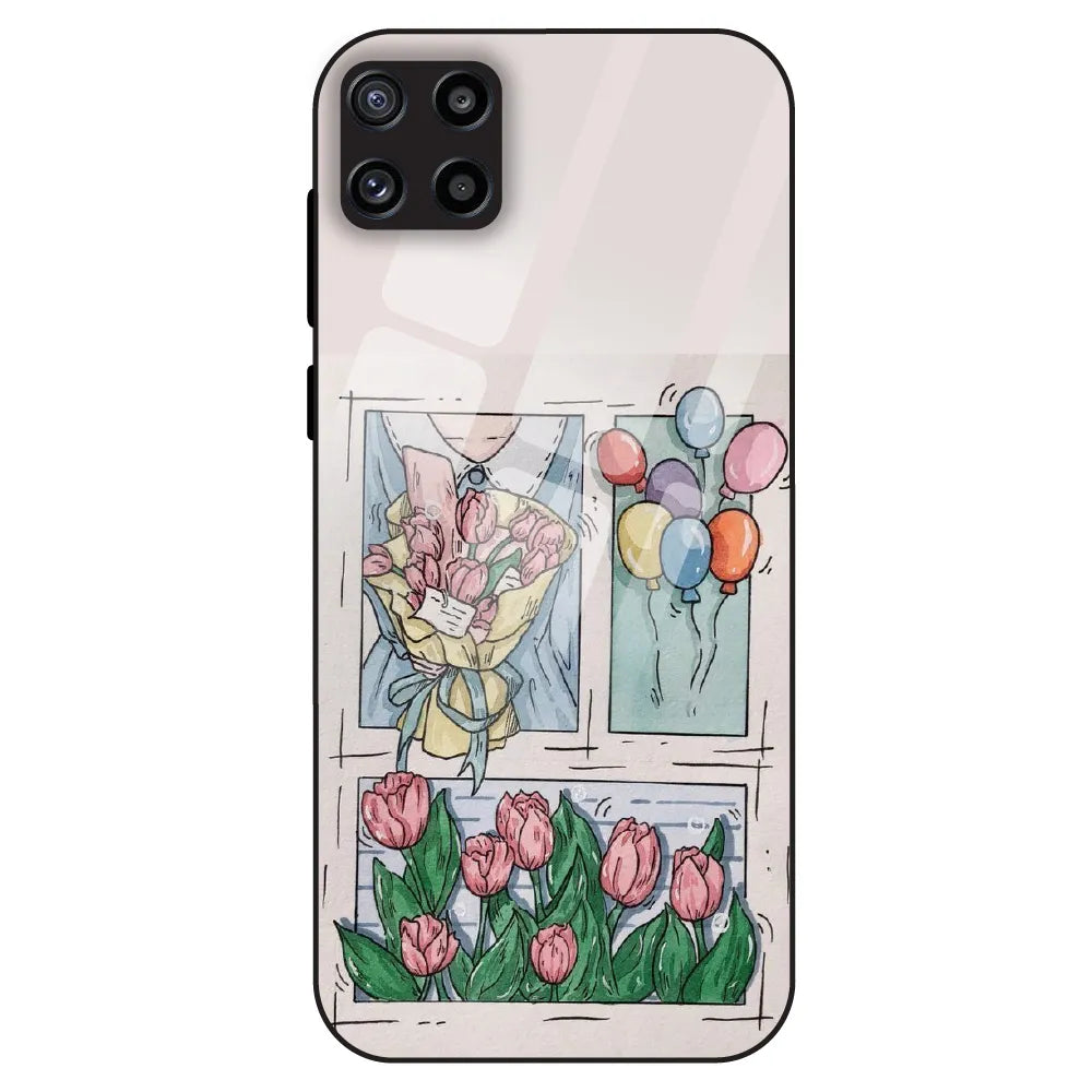 Tulip Aesthetic Sketch - Glass Case For Samsung Galaxy M32