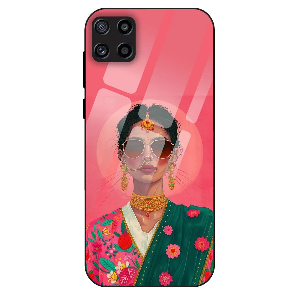 Royal Ethnic Diva - Glass Case For Samsung Galaxy M32