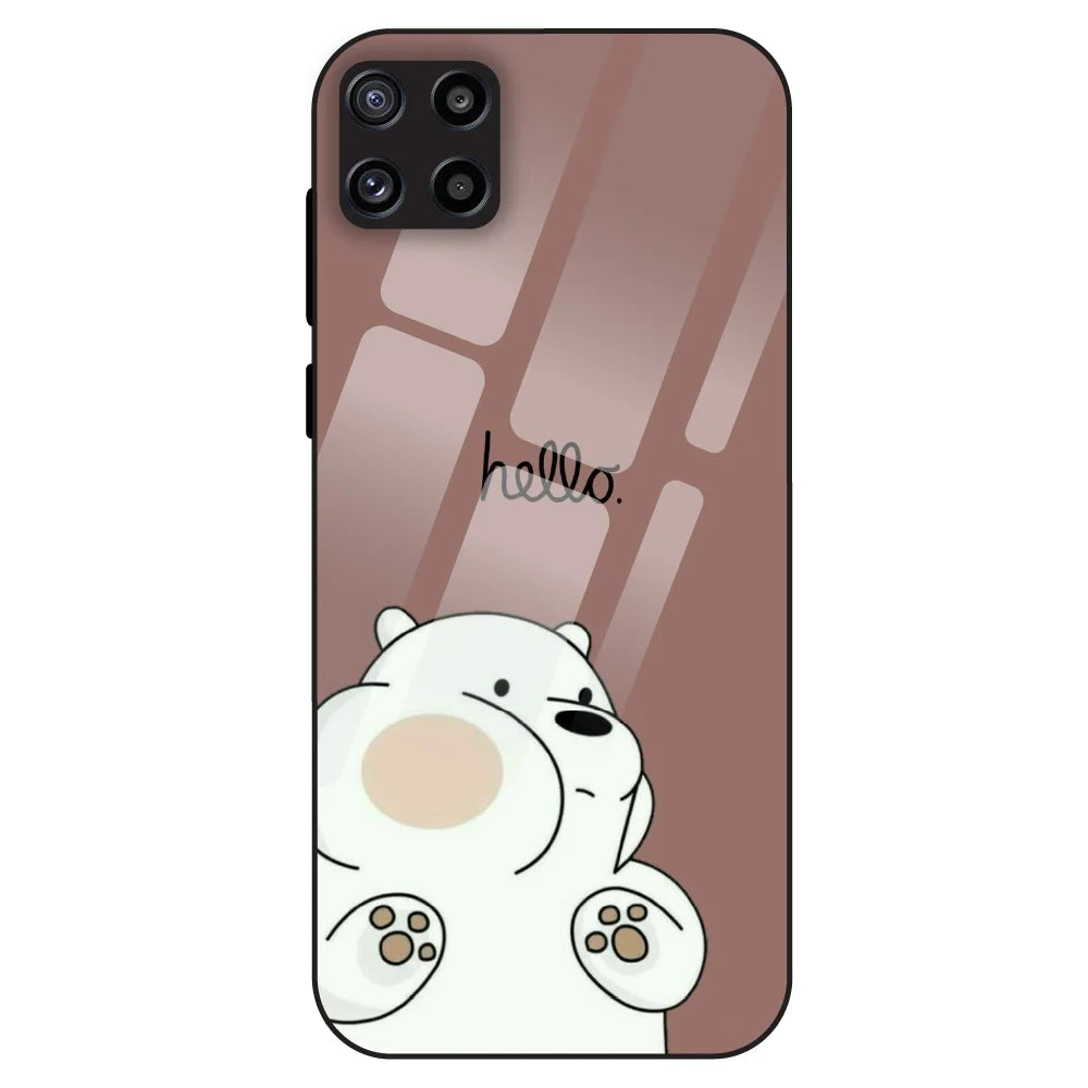 Cute Bear Minimal - Glass Case For Samsung Galaxy M32