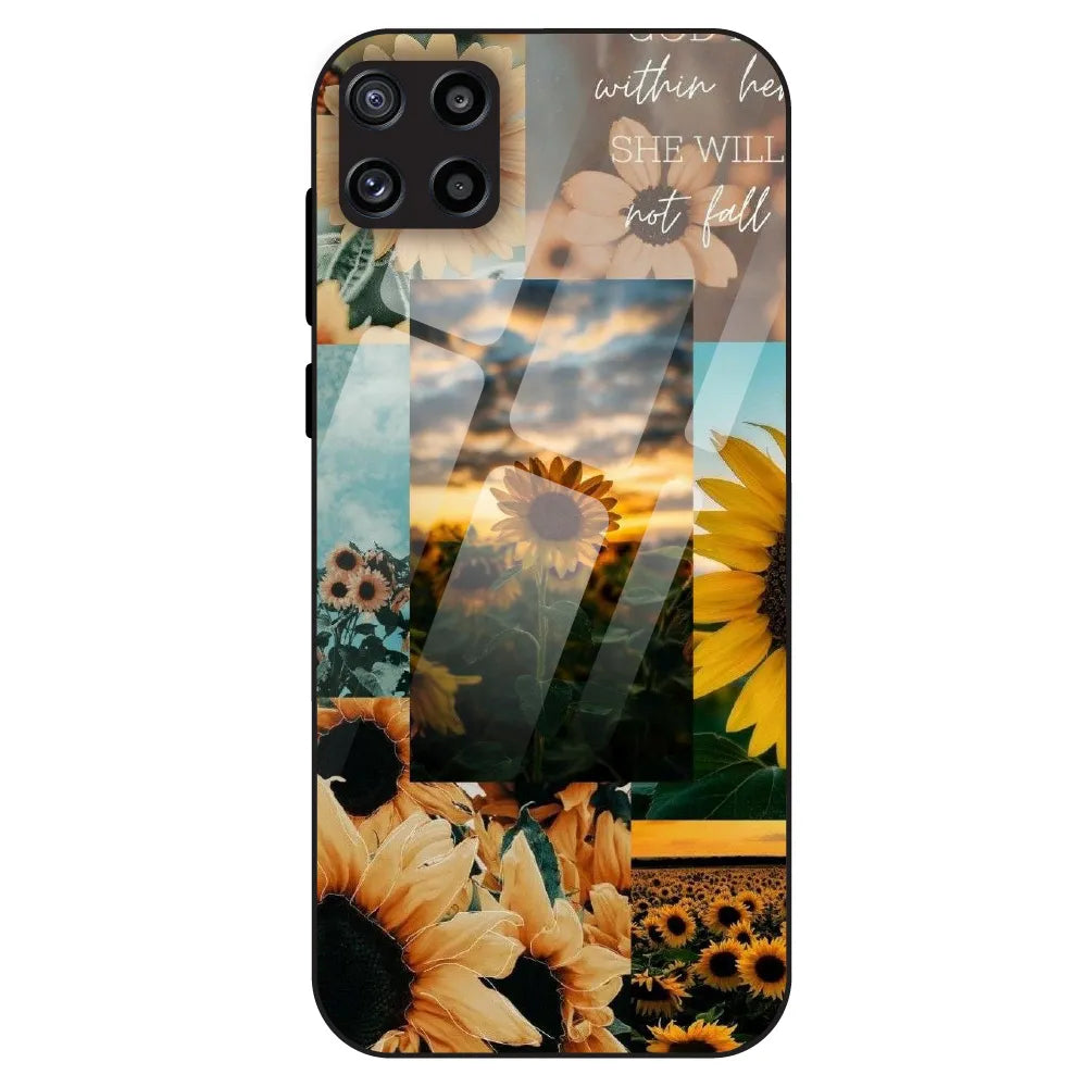 Sunflower Serenity Collage - Glass Case For Samsung Galaxy M32