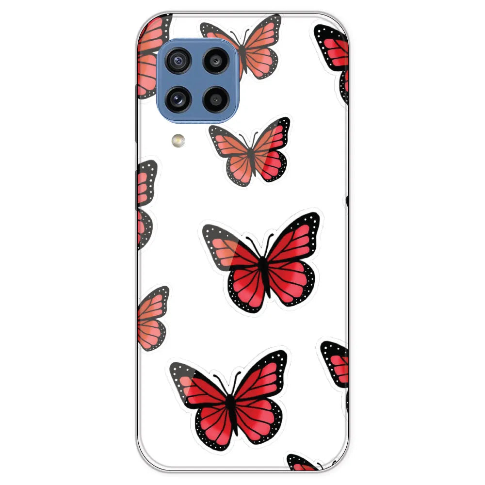 Red Butterfly - Clear Printed Silicone Case For Samsung Galaxy M32