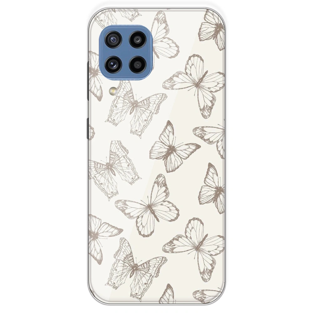 White Butterflies - Printed Silicone Case For Samsung Galaxy M32