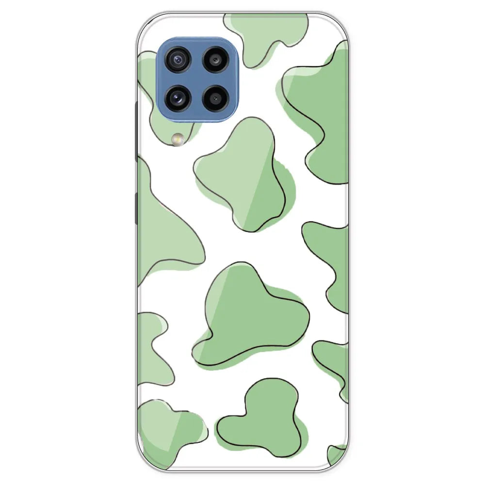 Green Cow Print - Clear Printed Silicone Case For Samsung Galaxy M32