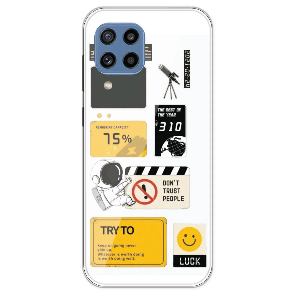 Space - Clear Printed Silicone Case For Samsung Galaxy M32
