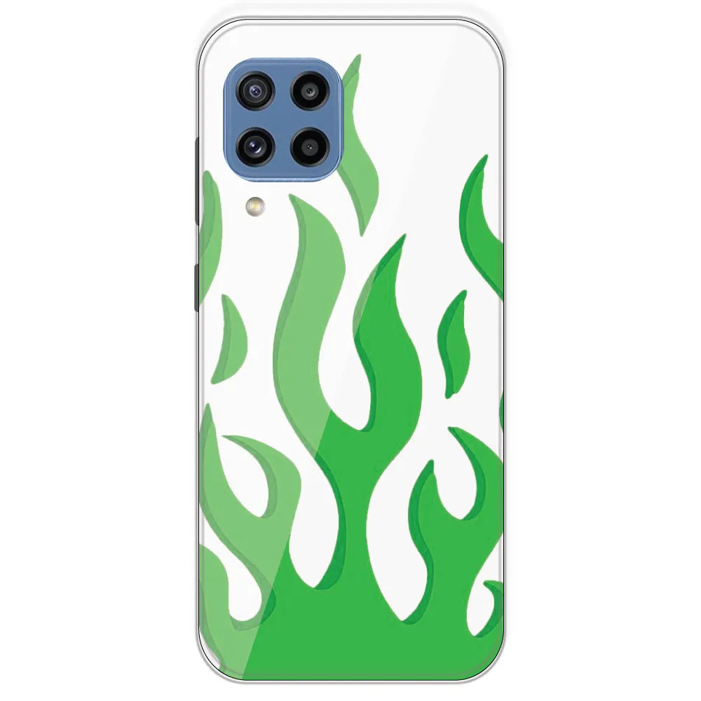 White Aesthetic Flame - Clear Printed Silicone Case For Samsung Galaxy M32
