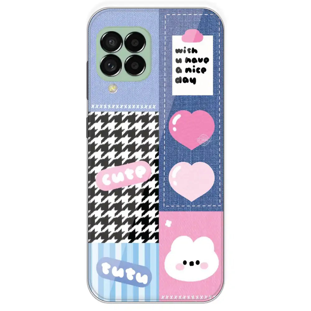 Cute Pink Bear Collage - Printed Silicone Case For Samsung Galaxy M33