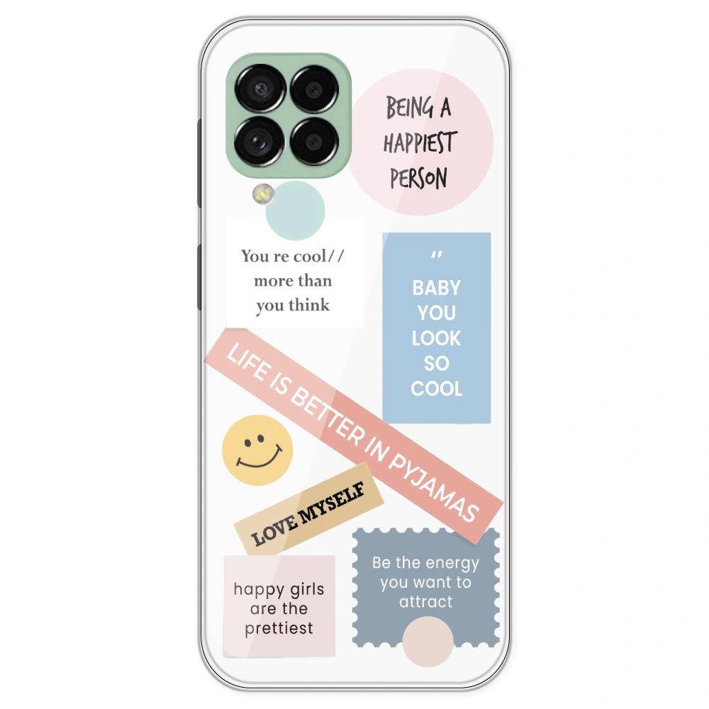 Be Happy - Clear Printed Silicone Case For Samsung Galaxy M33