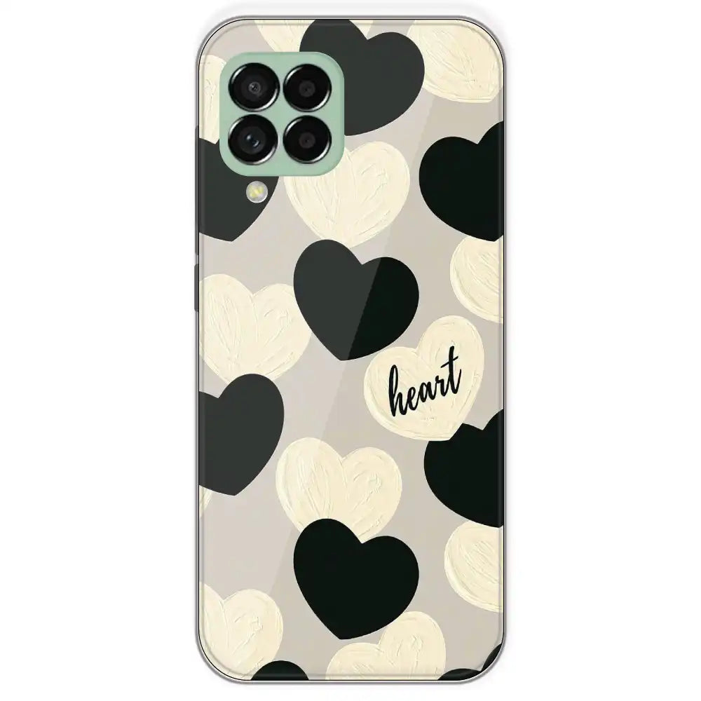 Black And White Heart - Printed Silicone Case For Samsung Galaxy M33
