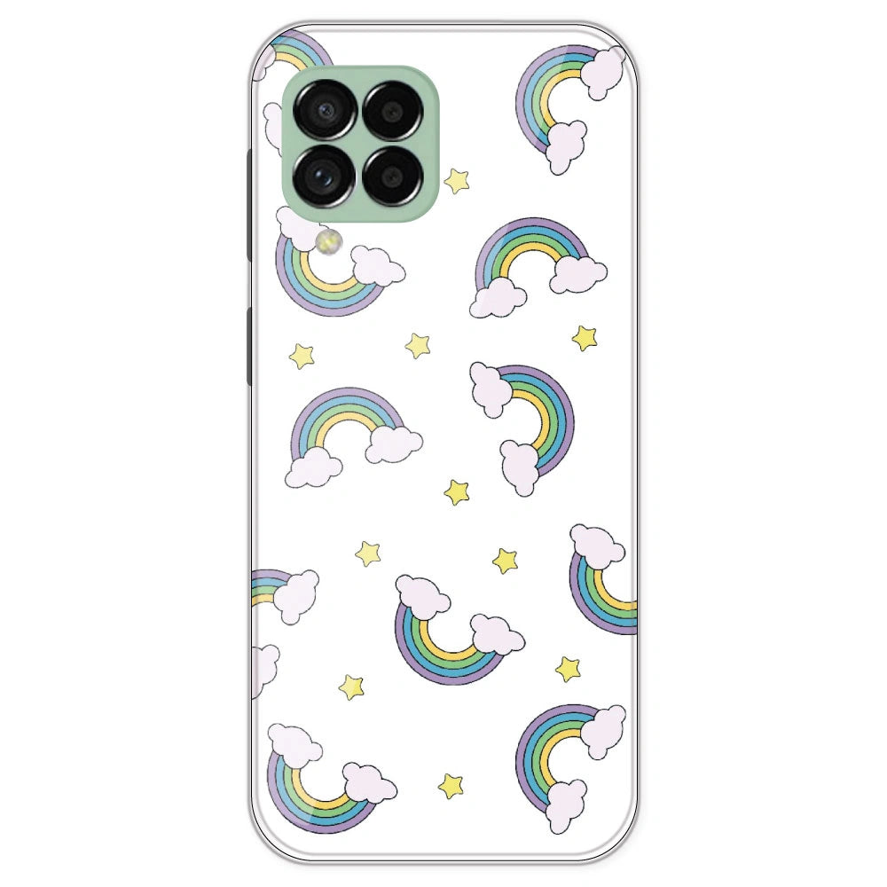 Rainbow With Clouds - Clear Printed Silicone Case For Samsung Galaxy M33
