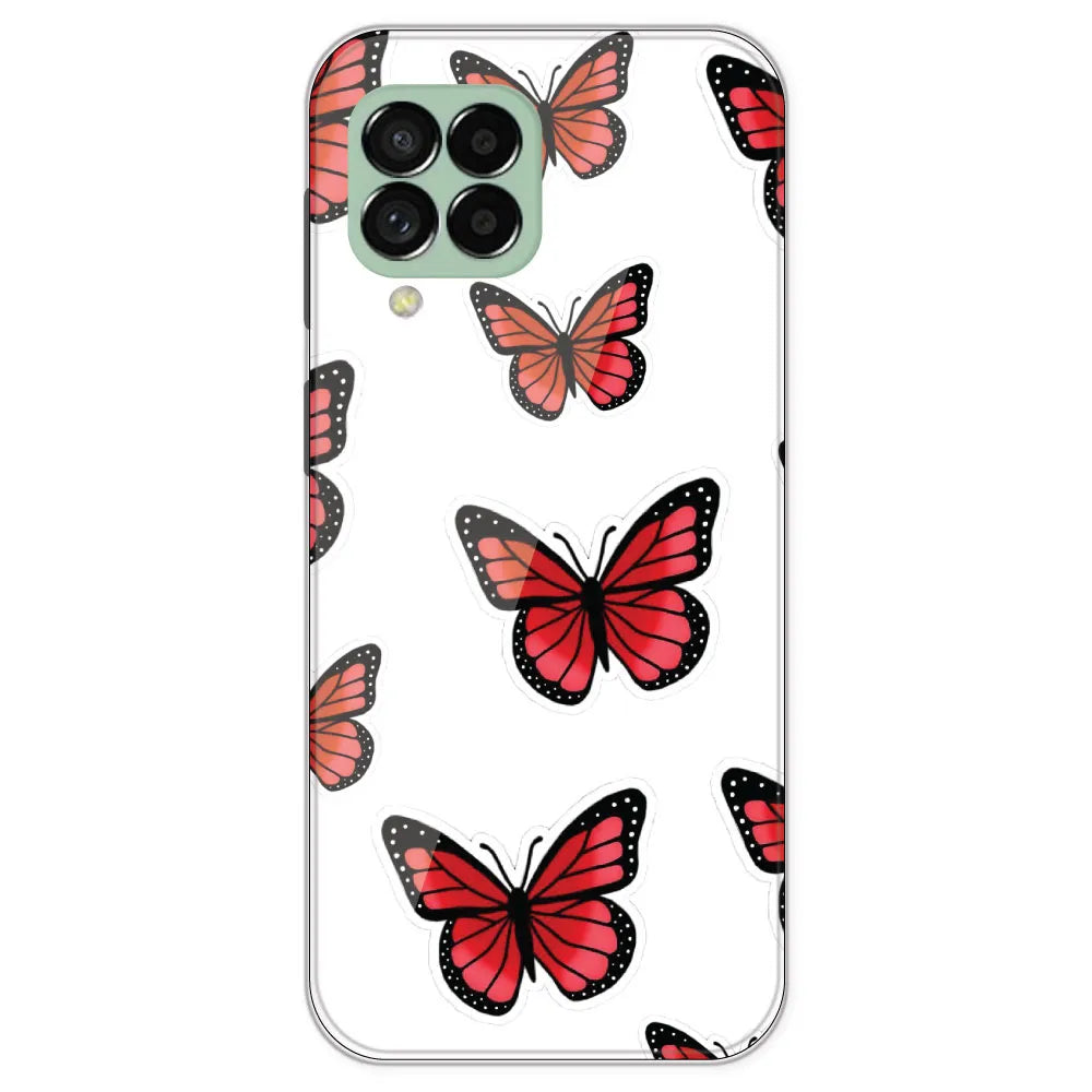 Red Butterfly - Clear Printed Silicone Case For Samsung Galaxy M33