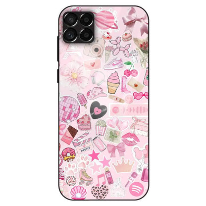 Pink Pop Aesthetic Collage - Glass Case For Samsung Galaxy M33