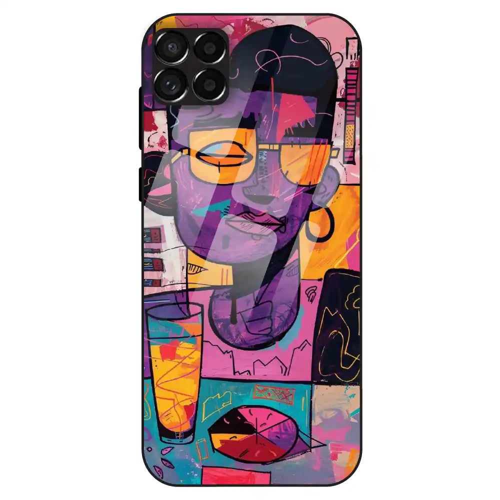 Abstract Neon Portrait - Glass Case For Samsung Galaxy M33