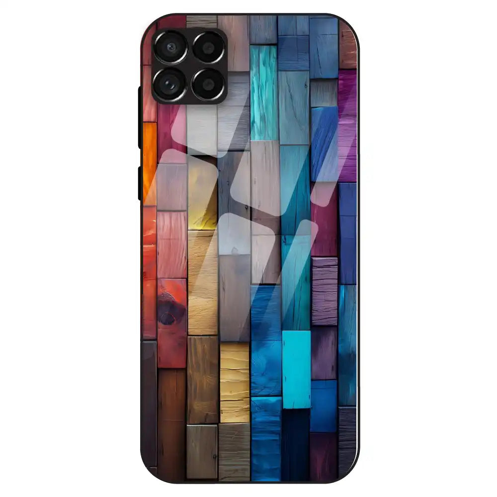Color Block Wood Texture - Glass Case For Samsung Galaxy M33
