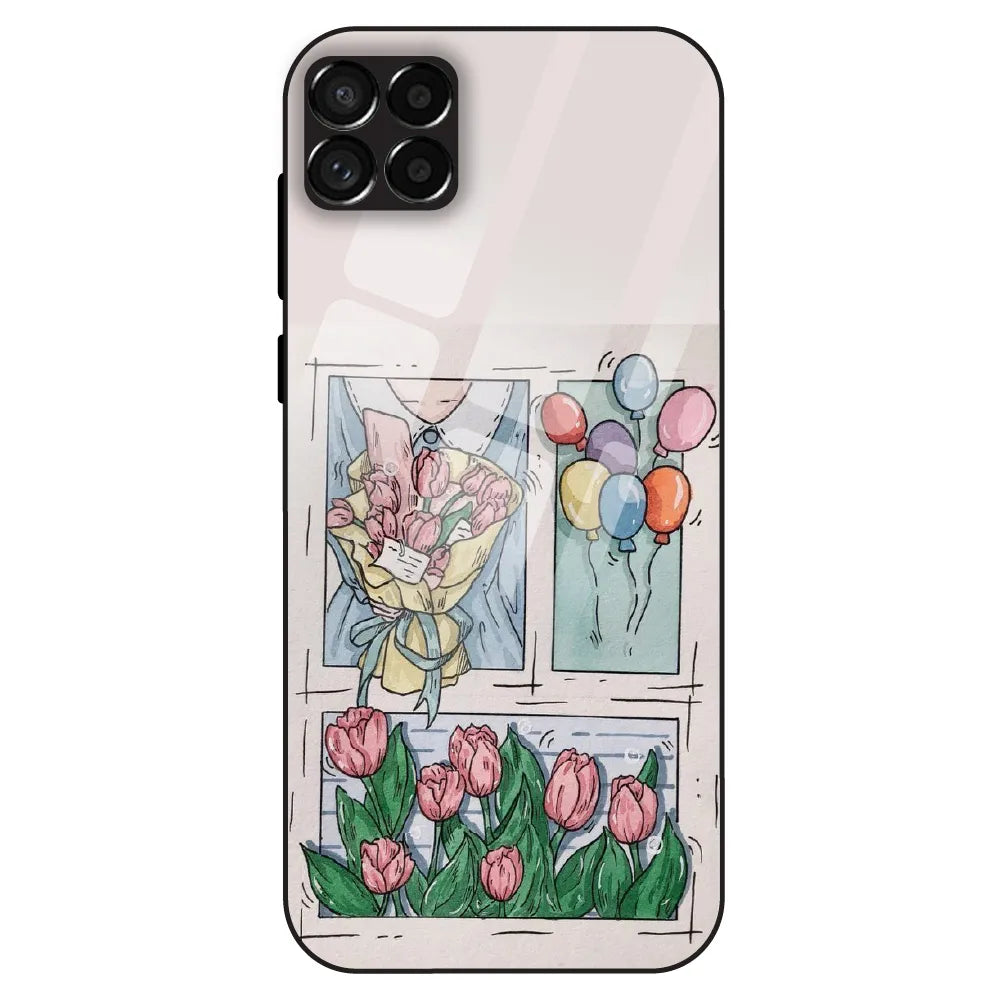 Tulip Aesthetic Sketch - Glass Case For Samsung Galaxy M33