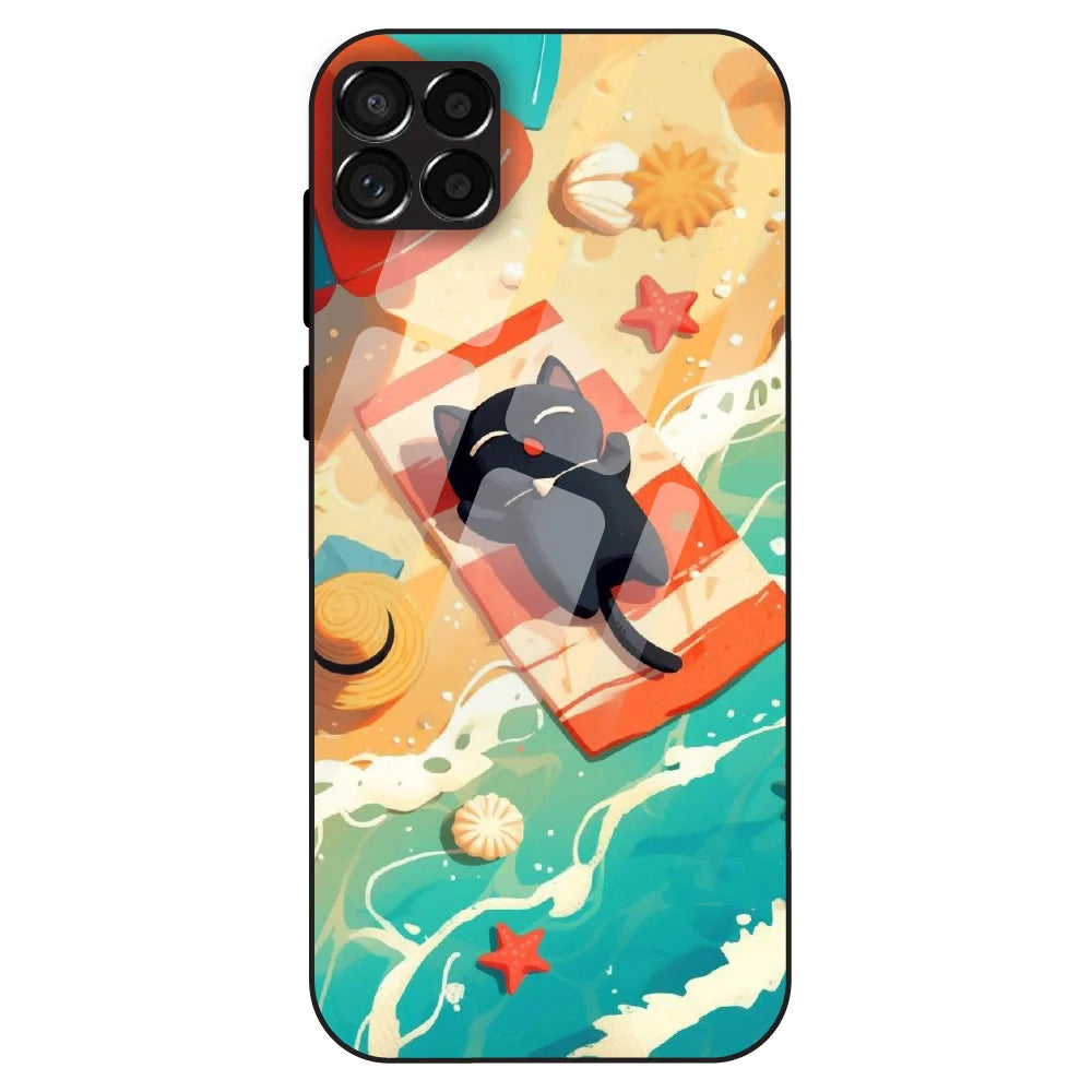 Beach Cat Aesthetic - Glass Case For Samsung Galaxy M33