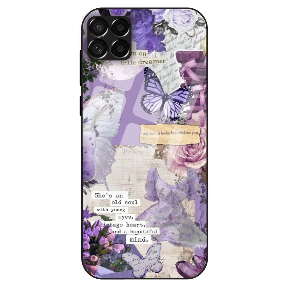 Lavender Vintage Collage - Glass Case For Samsung Galaxy M33