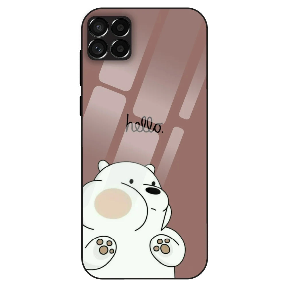 Cute Bear Minimal - Glass Case For Samsung Galaxy M33