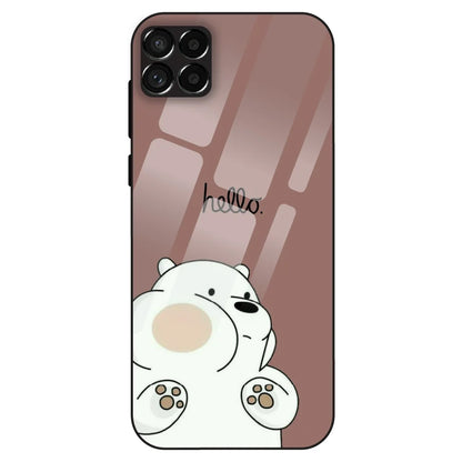 Cute Bear Minimal - Glass Case For Samsung Galaxy M33