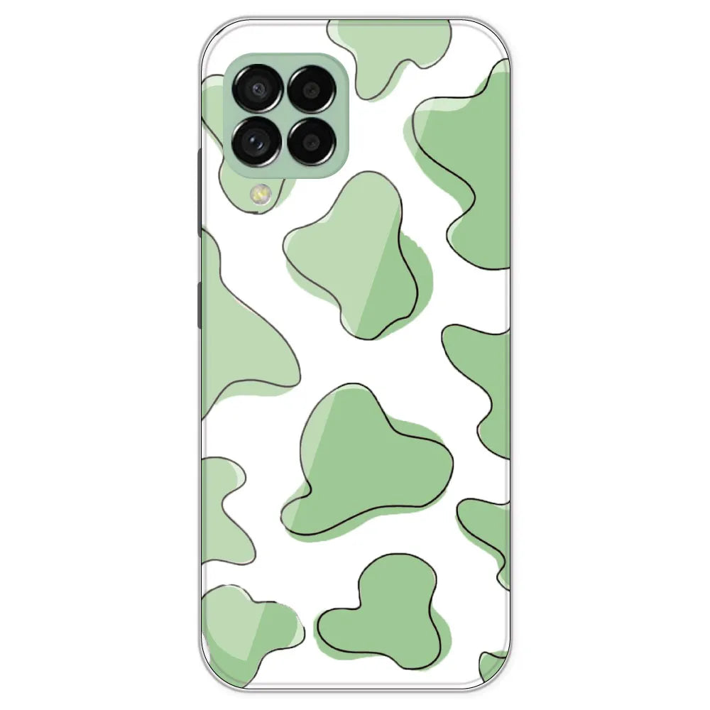 Green Cow Print - Clear Printed Silicone Case For Samsung Galaxy M33