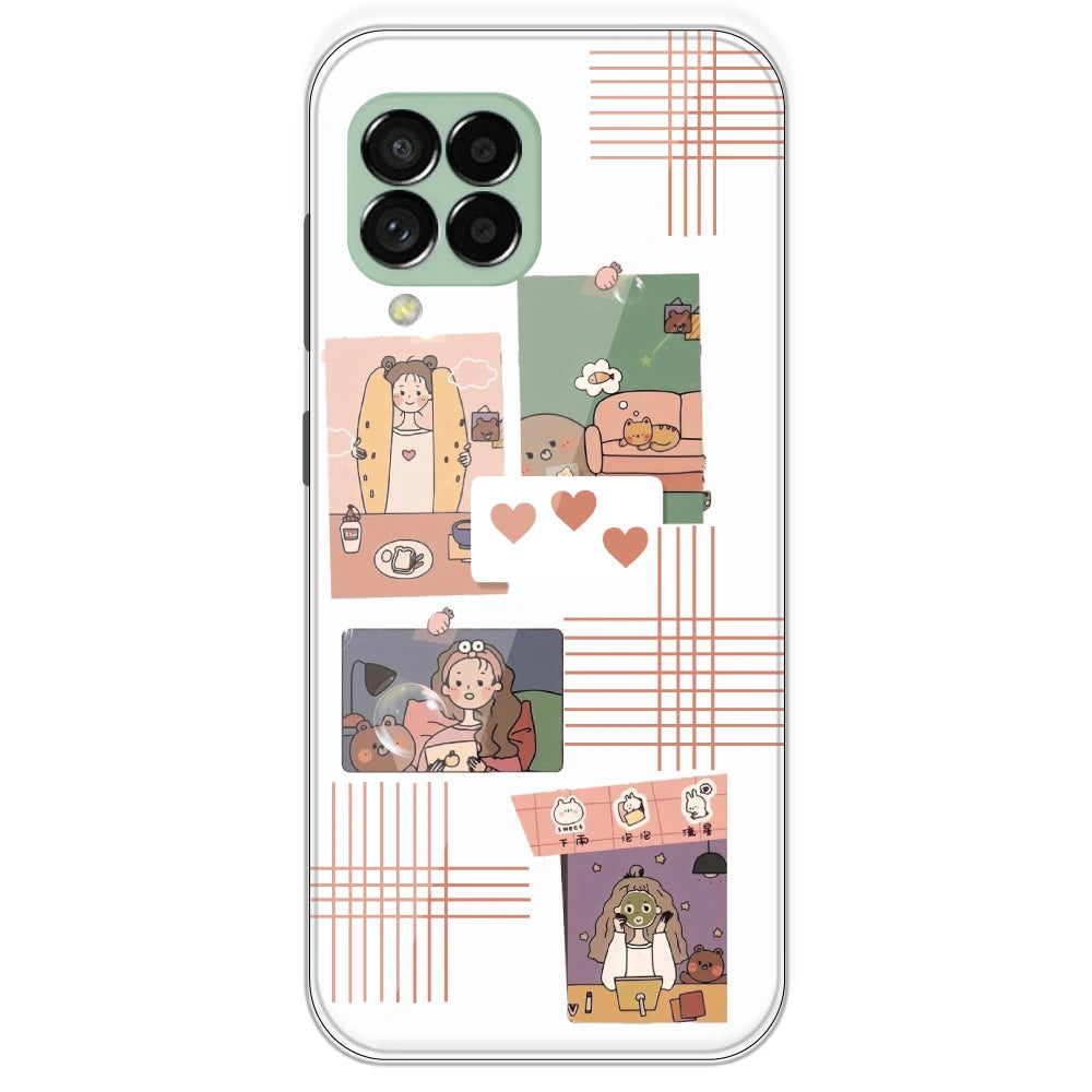 Cute Girl Collage - Clear Printed Silicone Case For Samsung Galaxy M33