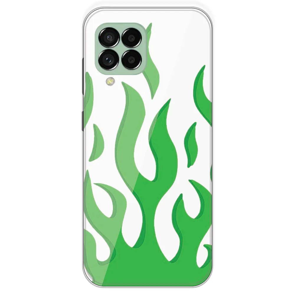 White Aesthetic Flame - Clear Printed Silicone Case For Samsung Galaxy M33