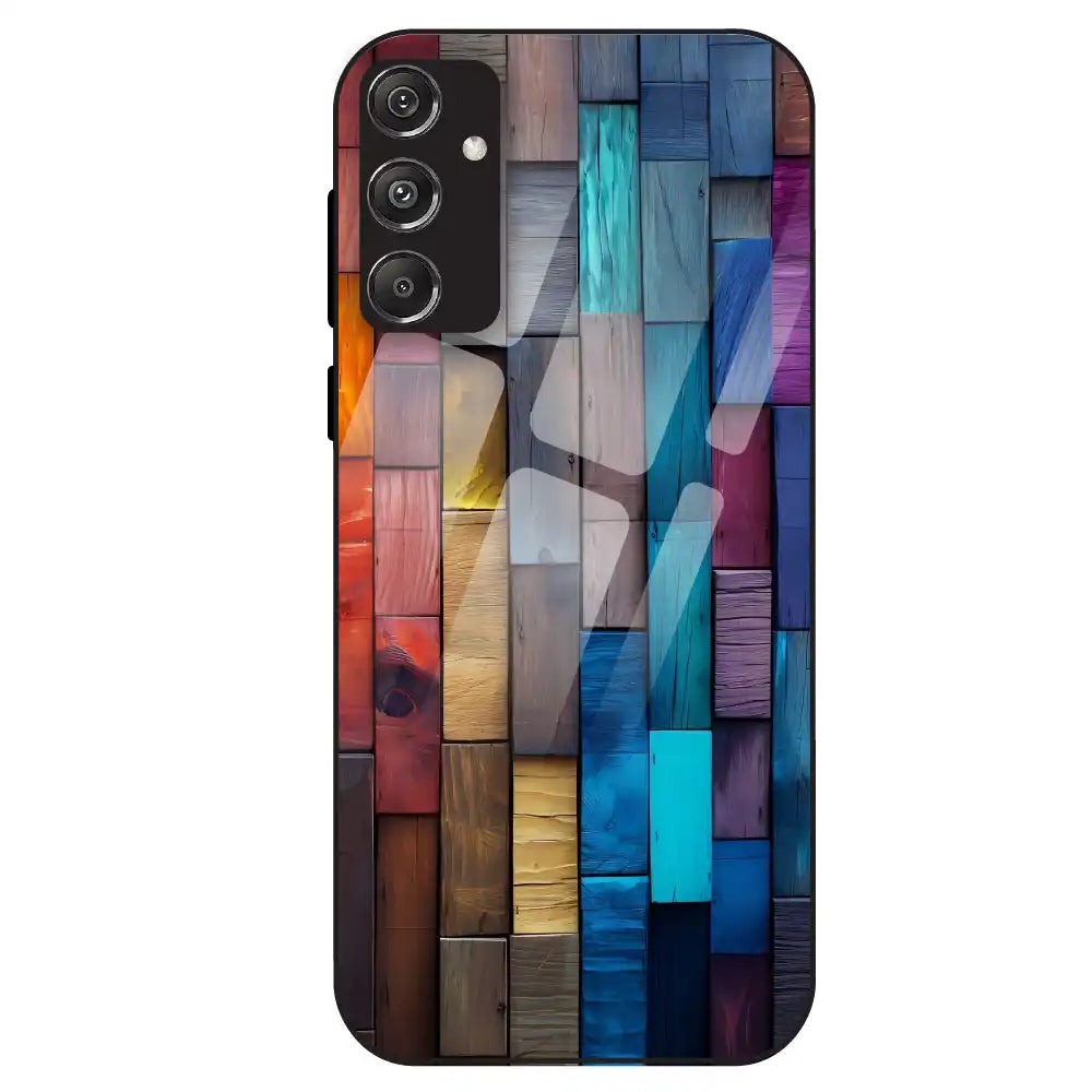Color Block Wood Texture - Glass Case For Samsung Galaxy M34