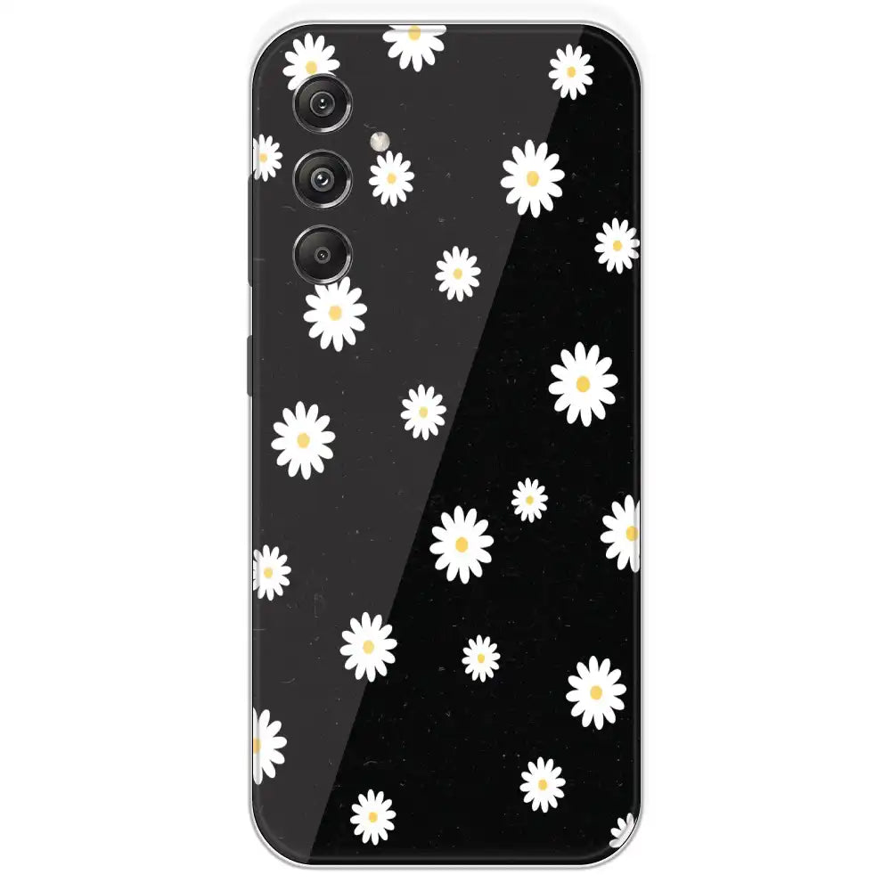 White And Black Flower - Printed Silicone Case For Samsung Galaxy M34