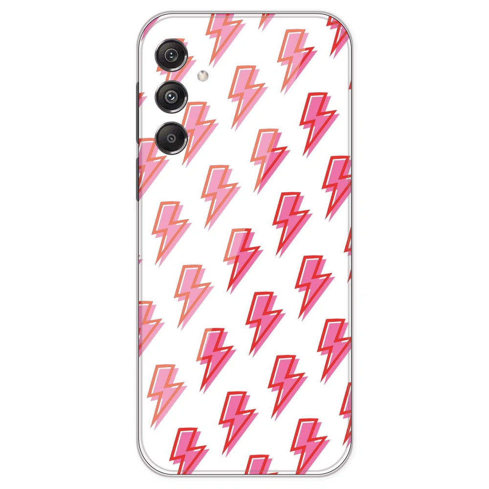 Pink Lightning Bolts - Clear Printed Silicone Case For Samsung Galaxy M34
