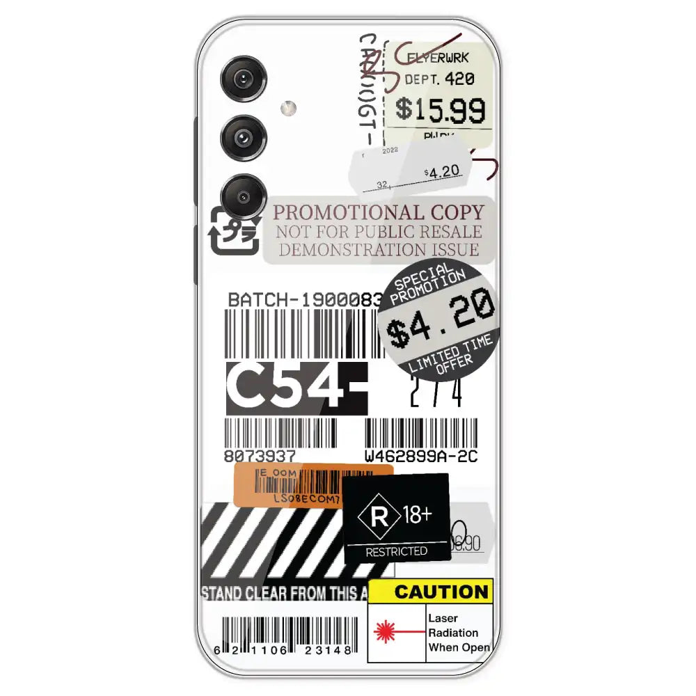 Labels - Clear Printed Silicone Case For Samsung Galaxy M34